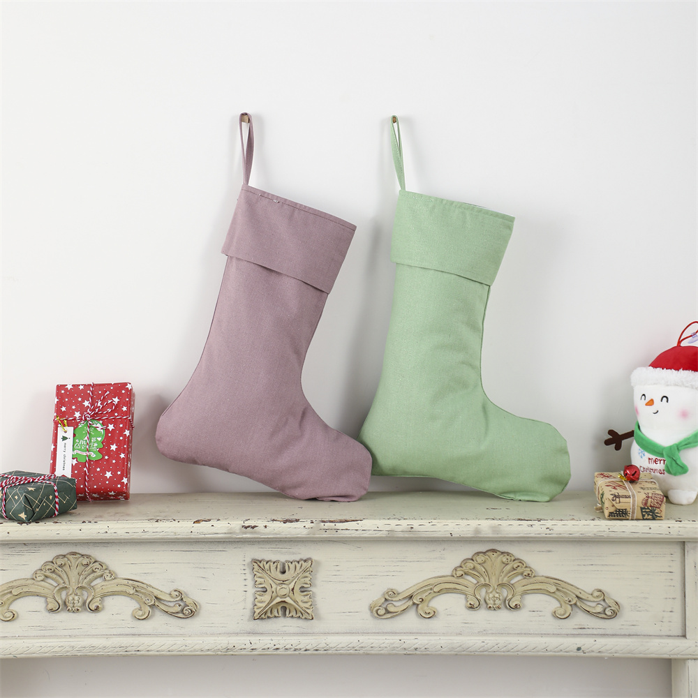 リネン製クリスマスストッキング、ナチュラル無地ソックス、暖炉 - Christmas Stocking Hanging のレビューと価格