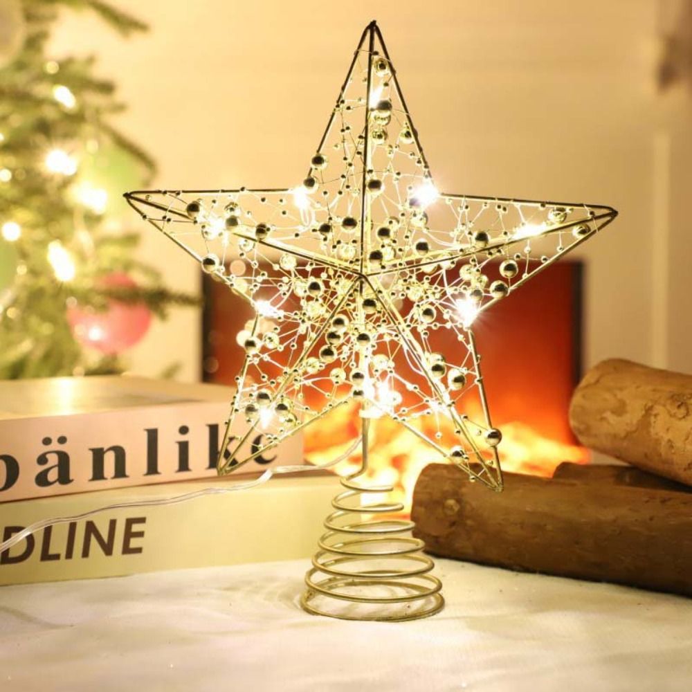 ゴールド/シルバー LED クリスマスツリートッパースターグ - Star Tree Topper のレビューと価格