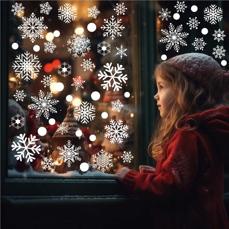クリスマスウィンドウクリングス、雪の結晶ウィンドウデカール、 - Snowflake Window Decal のレビューと価格