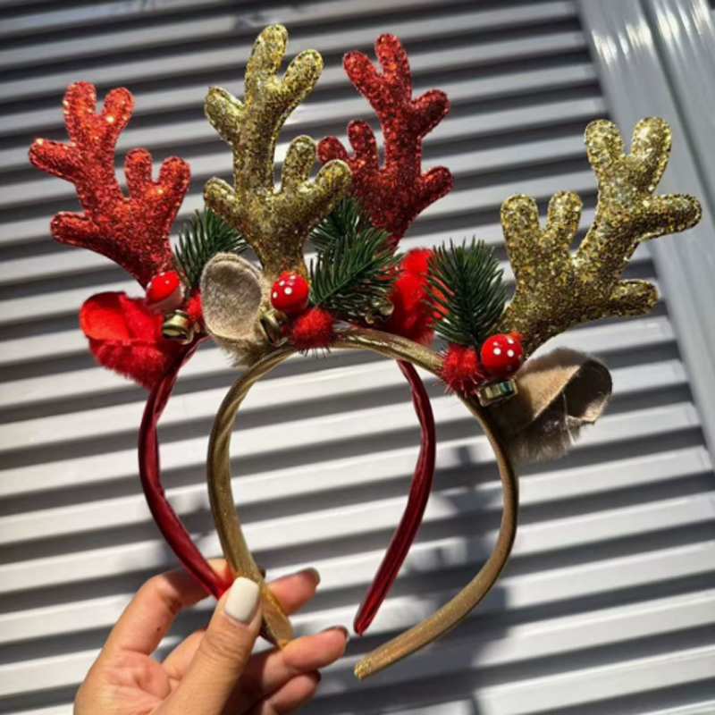 クリスマスグリッター鹿の角ヘッドバンド パーティー仮装コスチ - Reindeer Antlers Headband のレビューと価格