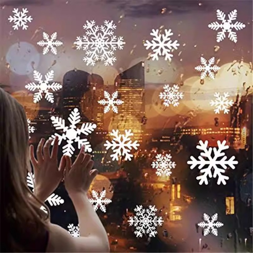 1 セット雪の結晶ウィンドウステッカー使い捨てクリスマスウィ - Snowflake Window Decal のレビューと価格