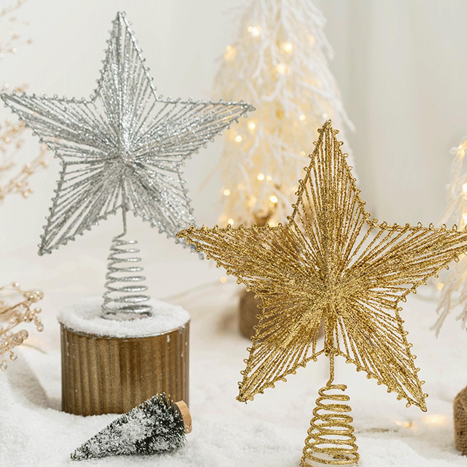 クリスマスツリーの星型飾り グリッター付きツリートップスター - Star Tree Topper のレビューと価格