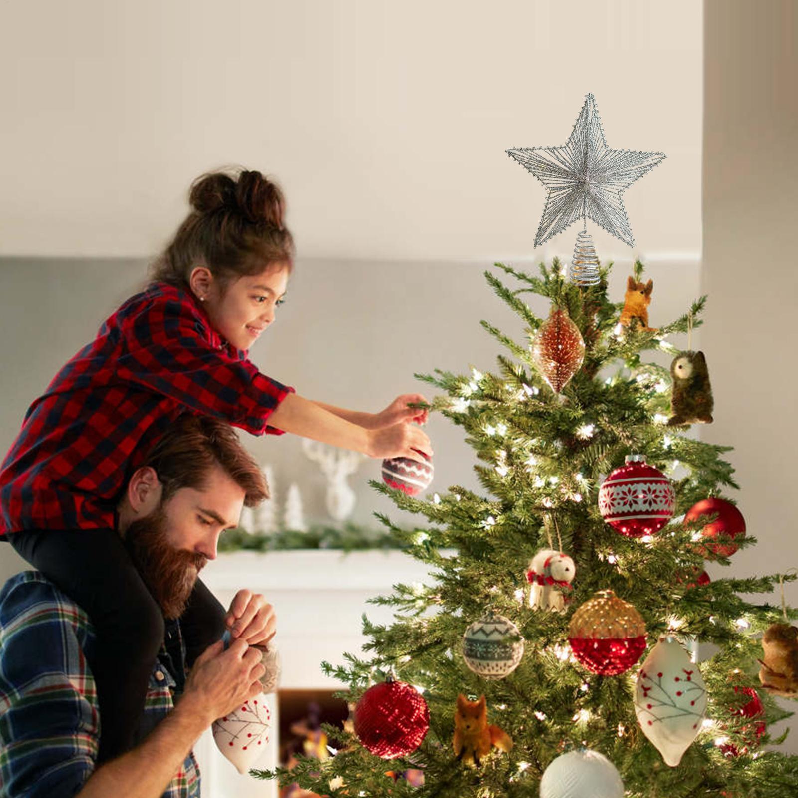 クリスマスツリーの星型飾り グリッター付きツリートップスター - Star Tree Topper のレビューと価格
