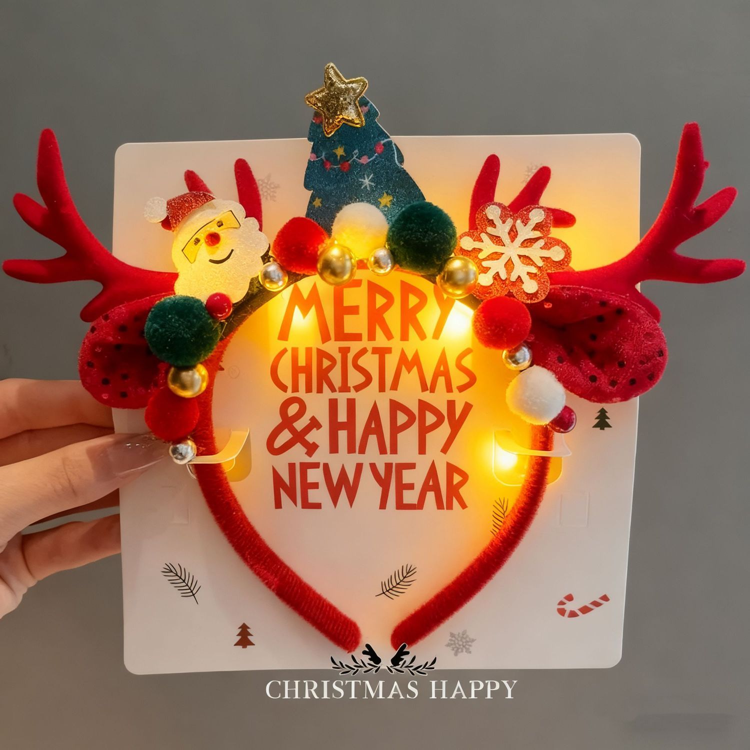 クリスマスのトナカイの角のヘッドバンド、LEDライトアップ付 - Reindeer Antlers Headband のレビューと価格