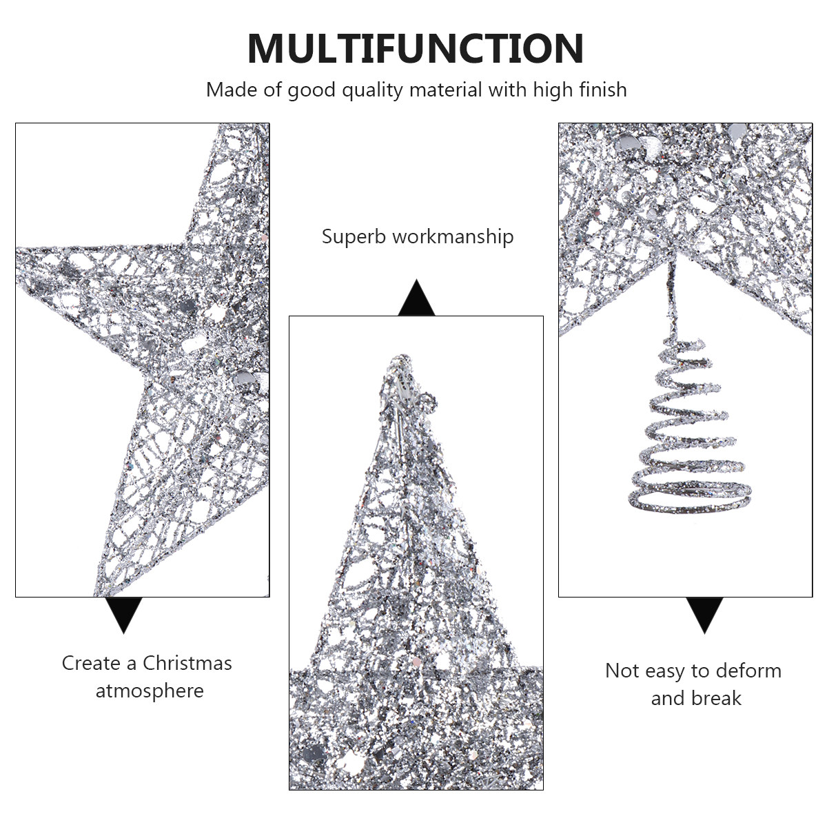 25cmのクリスマスツリーオーナメント、精巧な手作りの星型デ - Star Tree Topper のレビューと価格