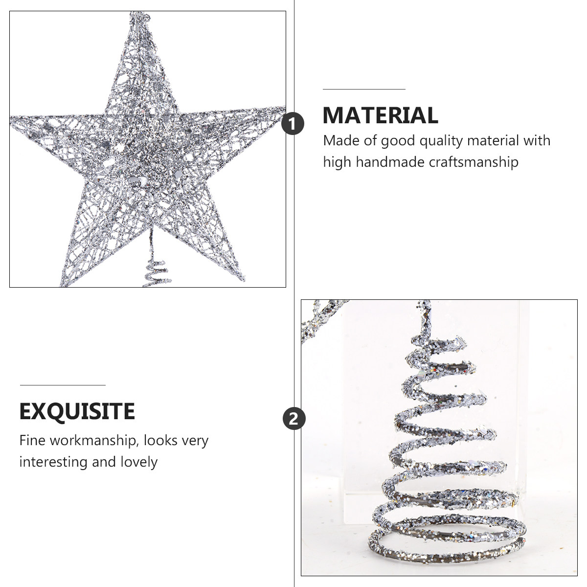 25cmのクリスマスツリーオーナメント、精巧な手作りの星型デ - Star Tree Topper のレビューと価格